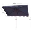 Safavieh PAT8300A Outdoor Zimmerman Navy and White 6’6″ x 10′ Rectangle Market UV Protected Umbrella(Navy/White)