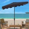 Safavieh PAT8300A Outdoor Zimmerman Navy and White 6’6″ x 10′ Rectangle Market UV Protected Umbrella(Navy/White)