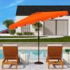Safavieh PAT8300A Outdoor Zimmerman Navy and White 6’6″ x 10′ Rectangle Market UV Protected Umbrella(Orange/White)