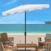Safavieh PAT8300A Outdoor Zimmerman Navy and White 6’6″ x 10′ Rectangle Market UV Protected Umbrella(White)