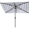 Safavieh PAT8304D Outdoor Iris Fashion Line Grey and White 6’6″ x 10′ Rectangle UV Protected Umbrella(Black/White)