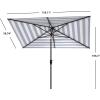 Safavieh PAT8304D Outdoor Iris Fashion Line Grey and White 6’6″ x 10′ Rectangle UV Protected Umbrella(Black/White)