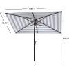 Safavieh PAT8304D Outdoor Iris Fashion Line Grey and White 6’6″ x 10′ Rectangle UV Protected Umbrella(Navy/White)