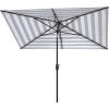 Safavieh PAT8304D Outdoor Iris Fashion Line Grey and White 6’6″ x 10′ Rectangle UV Protected Umbrella(Navy/White)