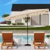 Safavieh PAT8311C Outdoor Vienna Navy and White 6’6″ x 10′ Rectangle Crank UV Protected Umbrella(Beige/White)