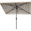 Safavieh PAT8311C Outdoor Vienna Navy and White 6’6″ x 10′ Rectangle Crank UV Protected Umbrella(Beige/White)