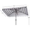 Safavieh PAT8311C Outdoor Vienna Navy and White 6’6″ x 10′ Rectangle Crank UV Protected Umbrella(Black/White)