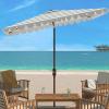 Safavieh PAT8311C Outdoor Vienna Navy and White 6’6″ x 10′ Rectangle Crank UV Protected Umbrella(Grey/White)