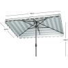 Safavieh PAT8311C Outdoor Vienna Navy and White 6’6″ x 10′ Rectangle Crank UV Protected Umbrella(Grey/White)