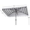 Safavieh PAT8311C Outdoor Vienna Navy and White 6’6″ x 10′ Rectangle Crank UV Protected Umbrella(Navy/White)