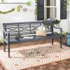 Safavieh Patio Collection Martin Adirondack Acacia Wood Bench, Ash Grey(Dark Slate Gray)