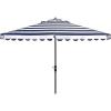 SAFAVIEH 11ft Outdoor Patio Umbrella, Round, Vienna Collection, Black & White Stripe, Crank, Button Tilt, UV Resistant for Deck, Backyard, Poolside (PAT8111D)(Navy/White)