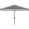 SAFAVIEH 11ft Outdoor Patio Umbrella, Round, Vienna Collection, Black & White Stripe, Crank, Button Tilt, UV Resistant for Deck, Backyard, Poolside (PAT8111D)(Black/White)