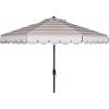 SAFAVIEH 11ft Outdoor Patio Umbrella, Round, Vienna Collection, Black & White Stripe, Crank, Button Tilt, UV Resistant for Deck, Backyard, Poolside (PAT8111D)(Beige/White)