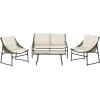 SAFAVIEH 4-Piece Outdoor Collection Berkane Patio Set(Brown / Beige)