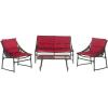 SAFAVIEH 4-Piece Outdoor Collection Berkane Patio Set(Brown / Red)