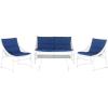 SAFAVIEH 4-Piece Outdoor Collection Berkane Patio Set(White / Navy)