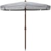 SAFAVIEH 6.5ft Outdoor Patio Umbrella, Round, Copen Collection, White & Light Blue Stripe, Fringe Trim, Button Tilt, UV Resistant for Deck, Backyard, Poolside (PAT8501C)(White / Navy)
