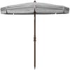 SAFAVIEH 6.5ft Outdoor Patio Umbrella, Round, Copen Collection, White & Light Blue Stripe, Fringe Trim, Button Tilt, UV Resistant for Deck, Backyard, Poolside (PAT8501C)(White / Black)