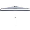 SAFAVIEH 6.5x10ft Outdoor Patio Umbrella, Rectangular, Elsa Collection, Navy & White Stripe, Auto Crank Tilt, UV Resistant for Deck, Backyard, Poolside (PAT8303B)(Navy / White)