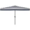 SAFAVIEH 6.5x10ft Outdoor Patio Umbrella, Rectangular, Elsa Collection, Navy & White Stripe, Auto Crank Tilt, UV Resistant for Deck, Backyard, Poolside (PAT8303B)(Black / White)