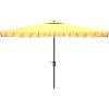 SAFAVIEH 6.5x10ft Outdoor Patio Umbrella, Rectangular, Valance, Yellow & White Trim, Auto Crank Tilt, UV Resistant for Deck, Backyard, Poolside (PAT8306B)
