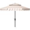 SAFAVIEH 9ft Outdoor Patio Umbrella, Double Top, Valance, Beige & White Trim, Double Top, Auto Crank Tilt, UV Resistant for Deck, Backyard, Poolside (PAT8206C)(Beige/White)