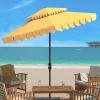 SAFAVIEH 9ft Outdoor Patio Umbrella, Double Top, Valance, Beige & White Trim, Double Top, Auto Crank Tilt, UV Resistant for Deck, Backyard, Poolside (PAT8206C)(Yellow)