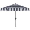 SAFAVIEH 9ft Outdoor Patio Umbrella, Round, Else Collection, Navy & White Stripe, Auto Crank Tilt, UV Resistant for Deck, Backyard, Poolside (PAT8003B)(Navy / White)