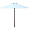 SAFAVIEH 9ft Outdoor Patio Umbrella, Round, Ortega Collection, Baby Blue, Auto Crank Tilt, UV Resistant for Deck, Backyard, Poolside (PAT8001U)