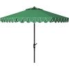 SAFAVIEH 9ft Outdoor Patio Umbrella, Round, Valance, Navy & White Trim, Auto Crank Tilt, UV Resistant for Deck, Backyard, Poolside (PAT8006A)(Hunter Green)