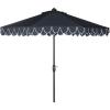 SAFAVIEH 9ft Outdoor Patio Umbrella, Round, Valance, Navy & White Trim, Auto Crank Tilt, UV Resistant for Deck, Backyard, Poolside (PAT8006A)(Navy/Off White)