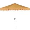 SAFAVIEH 9ft Outdoor Patio Umbrella, Round, Valance, Navy & White Trim, Auto Crank Tilt, UV Resistant for Deck, Backyard, Poolside (PAT8006A)(Yellow/White)