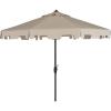SAFAVIEH 9ft Outdoor Patio Umbrella, Round, Zimmerman Collection, Yellow & White Trim, Button Tilt, UV Resistant for Deck, Backyard, Poolside (PAT8000F)(Beige)