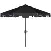 SAFAVIEH 9ft Outdoor Patio Umbrella, Round, Zimmerman Collection, Yellow & White Trim, Button Tilt, UV Resistant for Deck, Backyard, Poolside (PAT8000F)(Black/White)