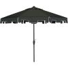 SAFAVIEH 9ft Outdoor Patio Umbrella, Round, Zimmerman Collection, Yellow & White Trim, Button Tilt, UV Resistant for Deck, Backyard, Poolside (PAT8000F)(Dark Green)