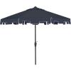 SAFAVIEH 9ft Outdoor Patio Umbrella, Round, Zimmerman Collection, Yellow & White Trim, Button Tilt, UV Resistant for Deck, Backyard, Poolside (PAT8000F)(Navy)