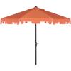 SAFAVIEH 9ft Outdoor Patio Umbrella, Round, Zimmerman Collection, Yellow & White Trim, Button Tilt, UV Resistant for Deck, Backyard, Poolside (PAT8000F)(Orange/White)