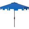 SAFAVIEH 9ft Outdoor Patio Umbrella, Round, Zimmerman Collection, Yellow & White Trim, Button Tilt, UV Resistant for Deck, Backyard, Poolside (PAT8000F)(Pacific)