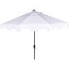SAFAVIEH 9ft Outdoor Patio Umbrella, Round, Zimmerman Collection, Yellow & White Trim, Button Tilt, UV Resistant for Deck, Backyard, Poolside (PAT8000F)(White)