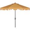 SAFAVIEH 9ft Outdoor Patio Umbrella, Round, Zimmerman Collection, Yellow & White Trim, Button Tilt, UV Resistant for Deck, Backyard, Poolside (PAT8000F)(Yellow/White)