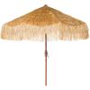 SAFAVIEH 9ft Outdoor Patio Umbrella, Tiki Collection, Tan, Crank, UV Resistant for Deck, Backyard, Pool (PAT8012A)