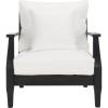 SAFAVIEH Couture Outdoor Collection Martinique Natural/Dark Brown Cushion Solid Wood Patio Arm Chair(Black/White)