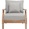 SAFAVIEH Couture Outdoor Collection Martinique Natural/Dark Brown Cushion Solid Wood Patio Arm Chair(Natural/Grey)