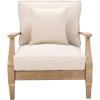 SAFAVIEH Couture Outdoor Collection Martinique Natural/Dark Brown Cushion Solid Wood Patio Arm Chair(Natural/White)
