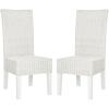 SAFAVIEH Home Collection – Arjun Set of 2 Grey Wicker Dining Chairs, Tall Back Dining Chairs with Pine Wood Legs for Kitchen or Dining Room (SEA8013A-SET2)(White)