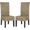 SAFAVIEH Home Collection – Arjun Set of 2 Grey Wicker Dining Chairs, Tall Back Dining Chairs with Pine Wood Legs for Kitchen or Dining Room (SEA8013A-SET2)(Grey)
