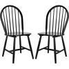 SAFAVIEH Home Collection – Camden Set of 2 Black Windsor Farmhouse Dining Chairs, Spindle Back Solid Wood Chairs, Americana Style Seating (DCH8501A-SET2)(Black)