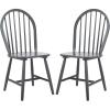 SAFAVIEH Home Collection – Camden Set of 2 Black Windsor Farmhouse Dining Chairs, Spindle Back Solid Wood Chairs, Americana Style Seating (DCH8501A-SET2)(Grey)