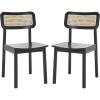 SAFAVIEH Home Collection Egon Coastal Black/Natural Dining Chair Set of 2(Black/Natural)